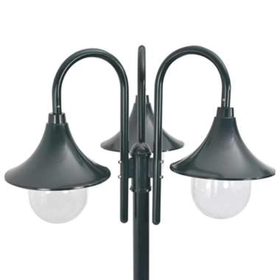 VidaXL Paalverlichting Tuin E27 220 Cm Aluminium Donkergroen 3-delig - Afbeelding 3