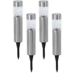 Pro Garden Prikspotje - 4 Stuks - Solar Tuinverlichting - RVS - 39 Cm