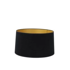Drum Lampenkap Velours - Zwart/Goud - 45x42x25cm
