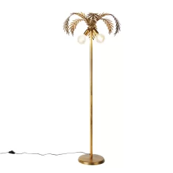 QAZQA Vintage Vloerlamp Goud 2-lichts - Botanica