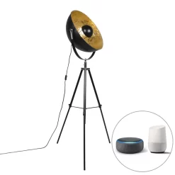 QAZQA IndustriÃ«le Smart Vloerlamp Zwart Tripod Incl. WiFi A60 - Magna 50 Eglip