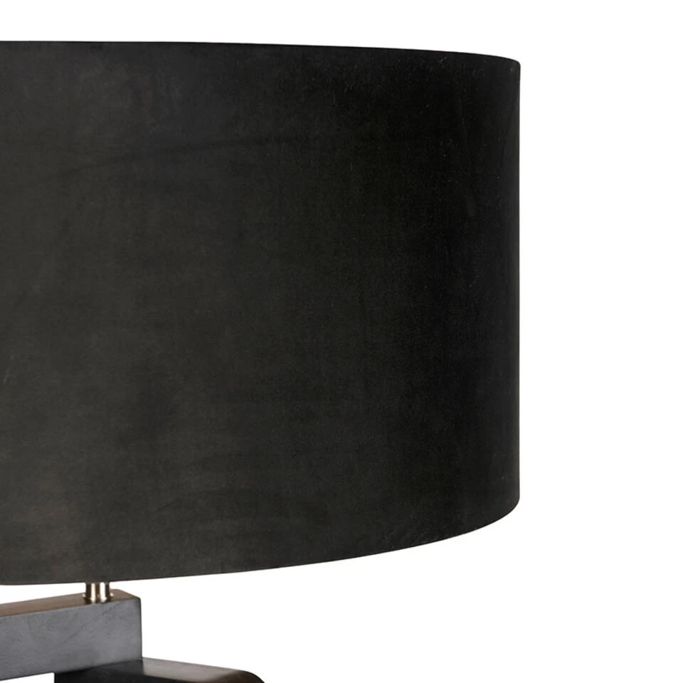 QAZQA Vloerlamp Tripod Zwart Hout Met Zwarte Kap 50 Cm - Puros - Afbeelding 2