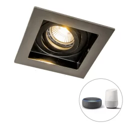 QAZQA Smart Inbouwspot Staal Incl. Wifi GU10 Lichtbron - Carree