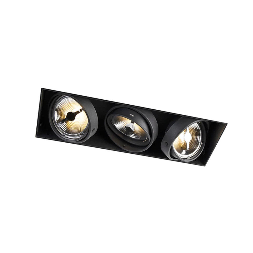 QAZQA Inbouwspot Zwart AR111 Trimless 3-lichts - Oneon - Afbeelding 4
