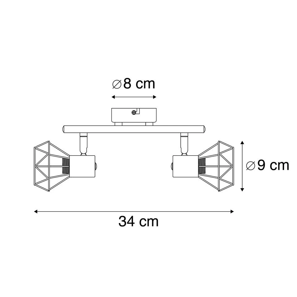 QAZQA Art Deco Spot Zwart Draai- En Kantelbaar 2-lichts - Mosh - Afbeelding 3