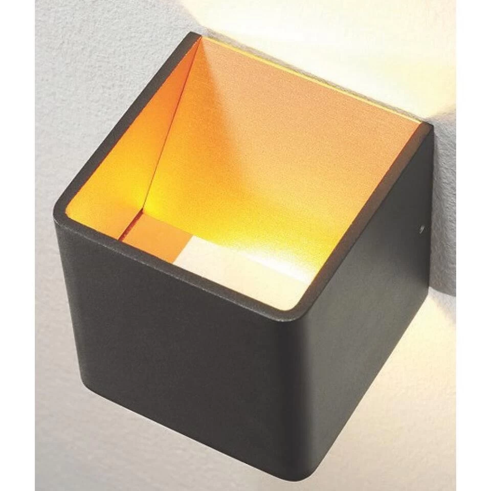 Artdelight Wandlamp Fulda - 1 Lichts - 10 X10 Cm - Zwart - Goud - Afbeelding 2