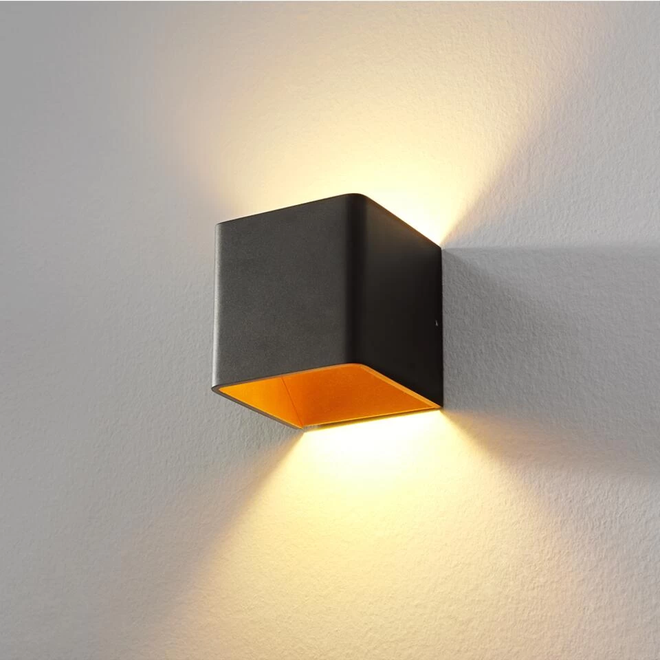 Artdelight Wandlamp Fulda - 1 Lichts - 10 X10 Cm - Zwart - Goud - Afbeelding 3