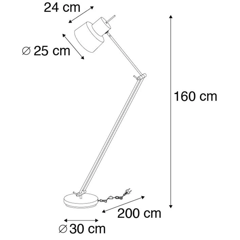QAZQA Retro Vloerlamp Zwart - Chappie - Afbeelding 3