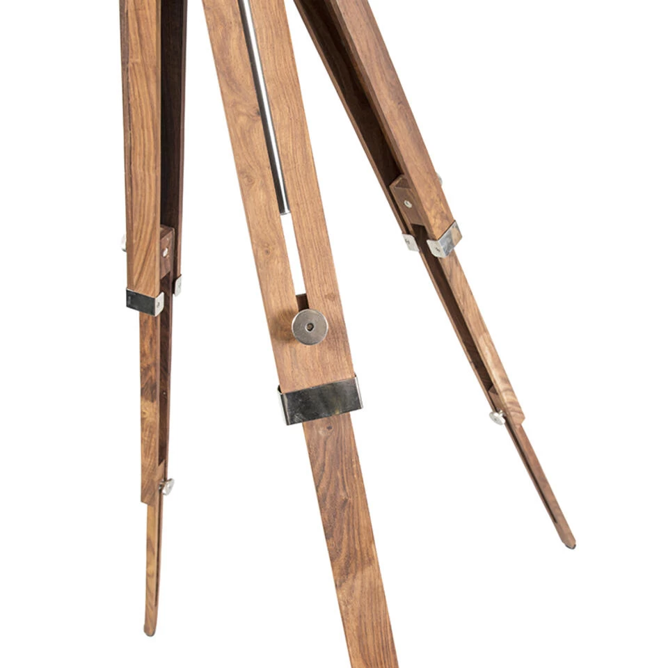 QAZQA Tripod Vloerlamp Staal Met Hout Studiospot - Shiny - Afbeelding 4