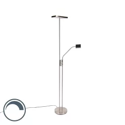 QAZQA Moderne Vloerlamp Incl. LED En Dimmer Met Leeslamp - Uplighter Jazzy