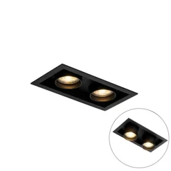 QAZQA Moderne Inbouwspot Zwart Verstelbaar 2-lichts - Roof