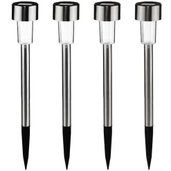Prikspotjes - 4 Stuks - Zilverkleurig - Solar Tuinverlichting - 37 Cm