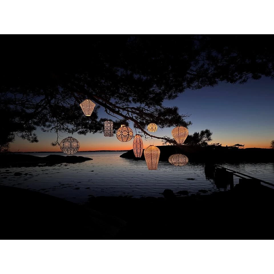 Lumiz Solar Buitenlampion Sashiko - Solar Tuinverlichting - XL - Licht Taupe - Afbeelding 4