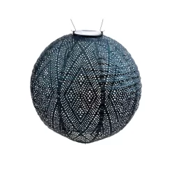 Lumiz Solar Buitenlampion Ikat Rond - Solar Tuinverlichting - 30 Cm - Petrol