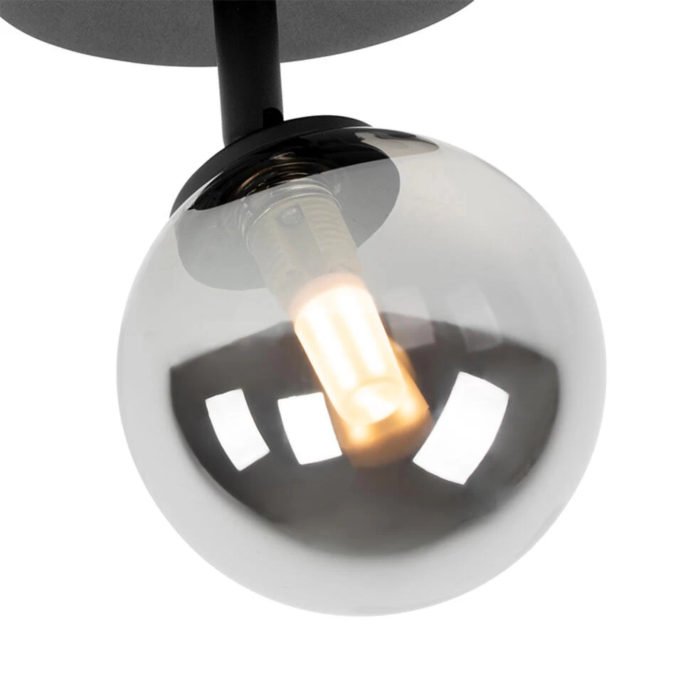 QAZQA Landelijke Spot Zwart Verstelbaar Met Smoke Glas - Athens - Afbeelding 2