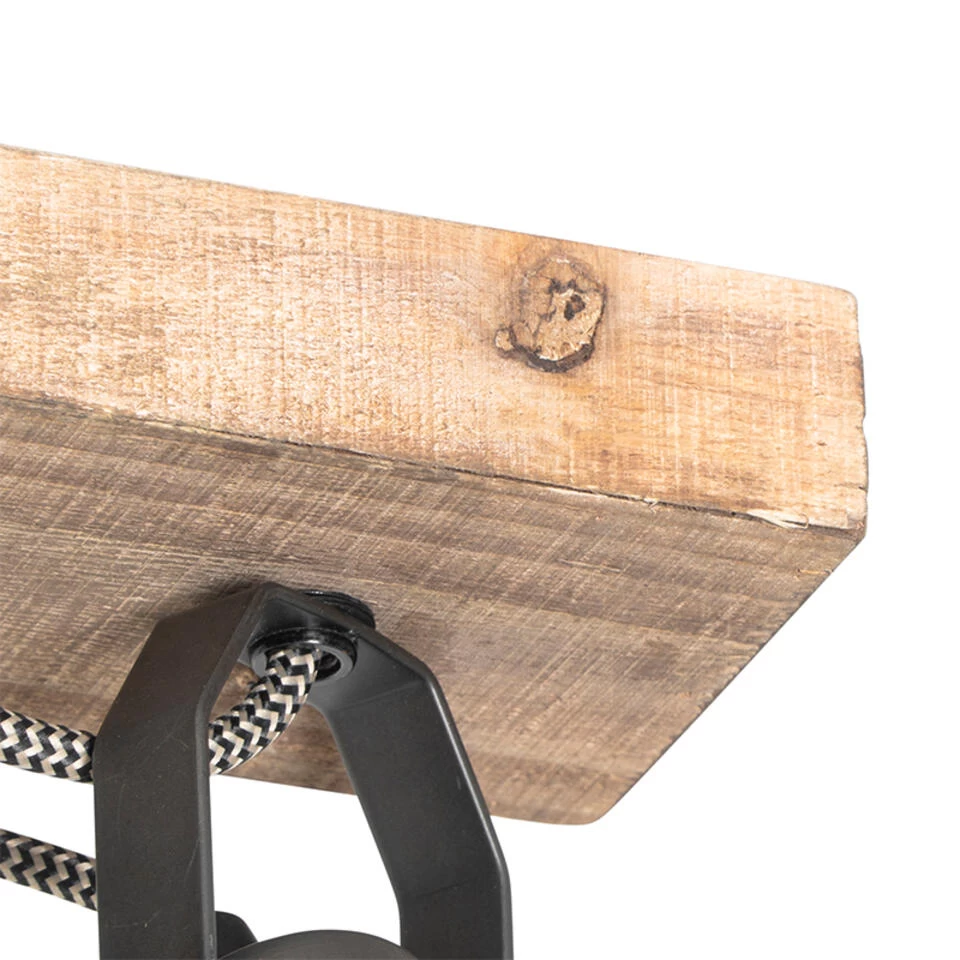 QAZQA Landelijke Spot Zwart Met Hout 4-lichts Verstelbaar - Jelle - Afbeelding 2