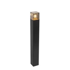 QAZQA Staande Buitenlamp Zwart 70 Cm IP44 Met Smoke Glass - Denmark