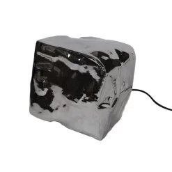 Industriële Tafellamp Rocks Chrome Glas - 28x28x28 Cm - Glas - Zilverkleurig