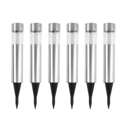 Orange85 Tuinverlichting Fakkels Solar Op Zonneenergie Zilver 6 Stuks RVS