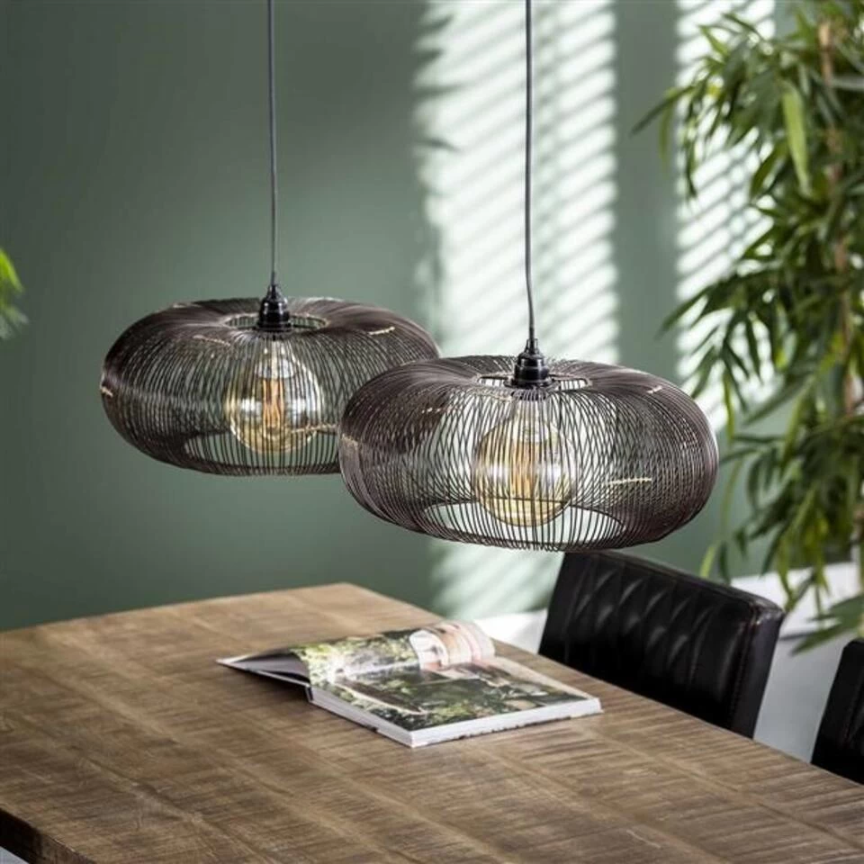 Industriële Hanglamp Jill 2-lichts Koper Bruin - 43x102x150 Cm - Metaal - Zwart - Afbeelding 2
