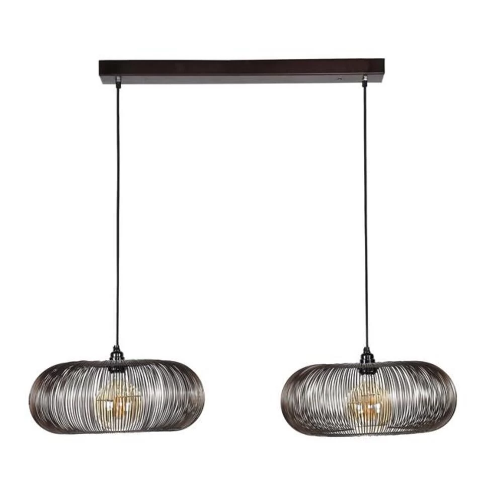 Industriële Hanglamp Jill 2-lichts Koper Bruin - 43x102x150 Cm - Metaal - Zwart