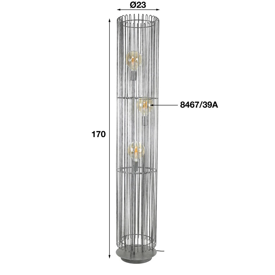 Hoyz - Vloerlamp Trax - Oud Zilver - 3 Lampen - Afbeelding 4