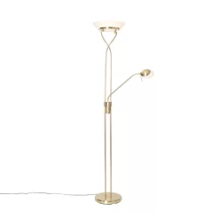 QAZQA Vloerlamp Messing Incl. LED En Dimmer Met Leeslamp - Empoli