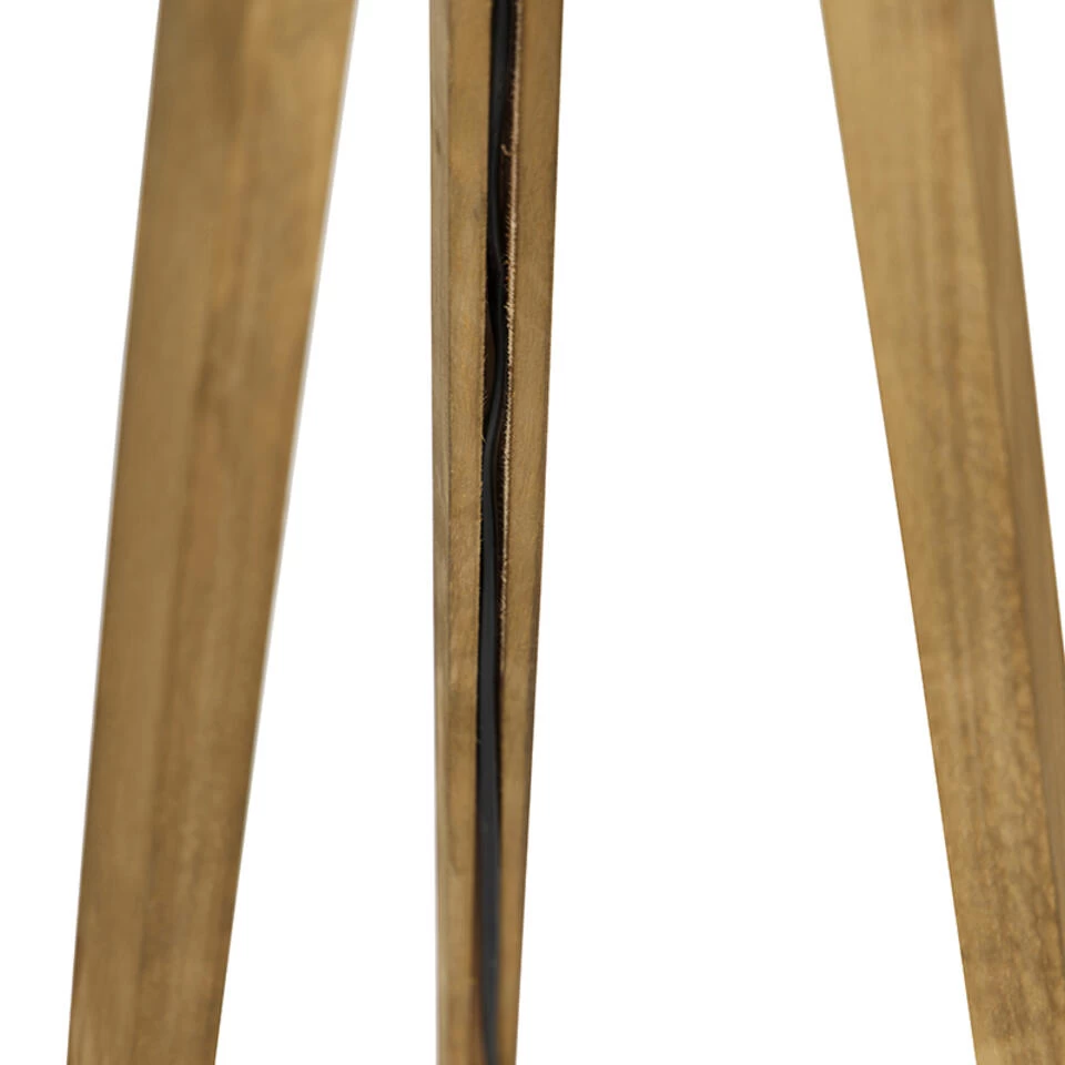QAZQA Landelijke Vloerlamp Tripod Vintage Hout - Tripod Classic - Afbeelding 2