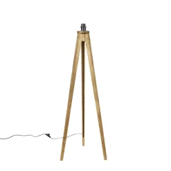 QAZQA Landelijke Vloerlamp Tripod Vintage Hout - Tripod Classic