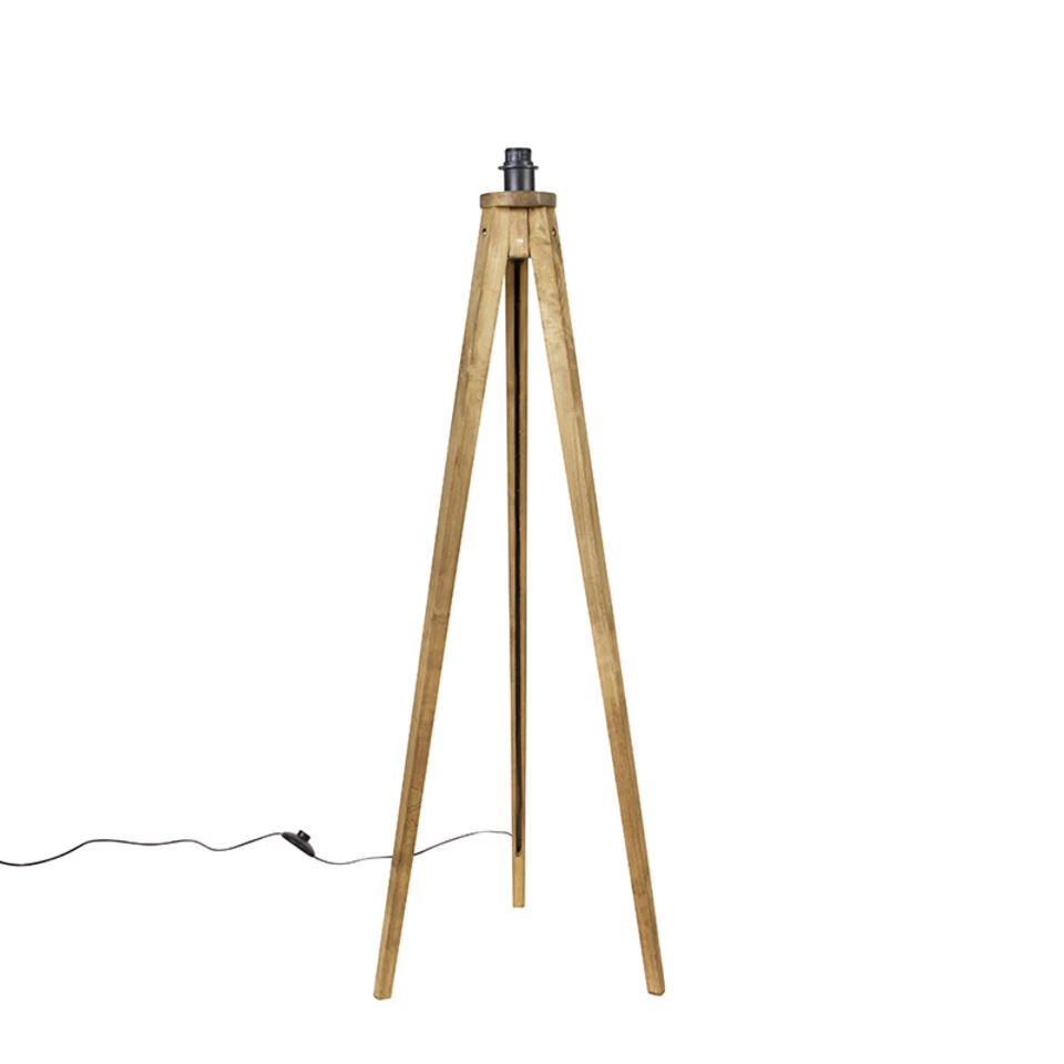 QAZQA Landelijke Vloerlamp Tripod Vintage Hout - Tripod Classic