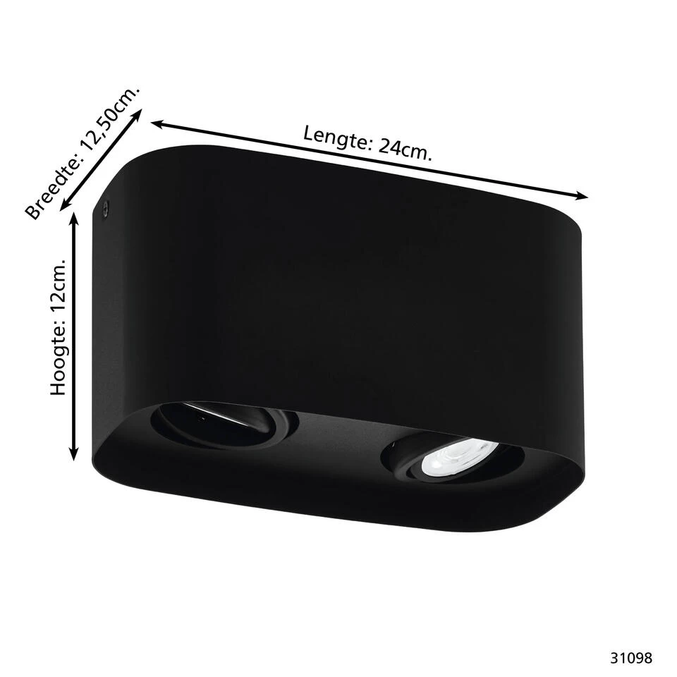 EGLO Arenzano Plafondlamp - GU10 - 24 Cm - Zwart - Afbeelding 4