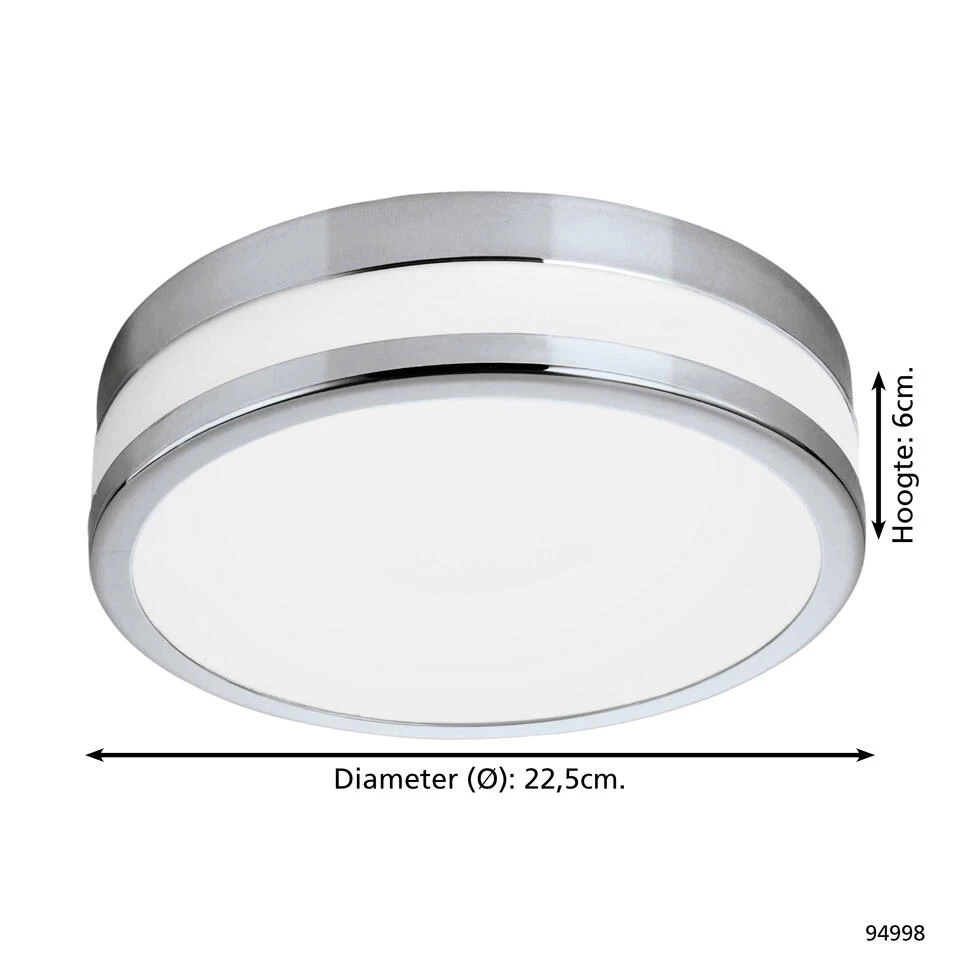 EGLO Batholino Led Palermo - Wand/Plafondlamp - Ø225mm. - Chroom - Wit - Afbeelding 4