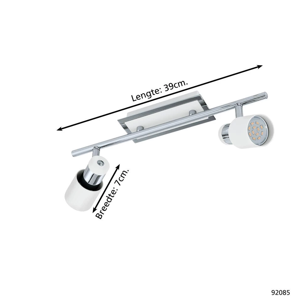 EGLO Davida - Plafondspots - 2 Lichts - Chroom, Wit - Afbeelding 4