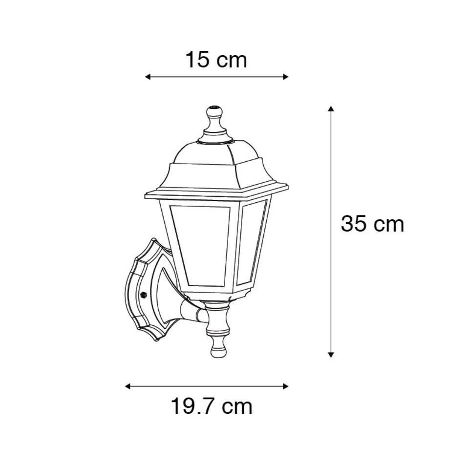QAZQA Klassieke Buiten Wandlamp Zwart IP44 - Capital - Afbeelding 3