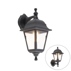 QAZQA Klassieke Buiten Wandlamp Zwart IP44 - Capital