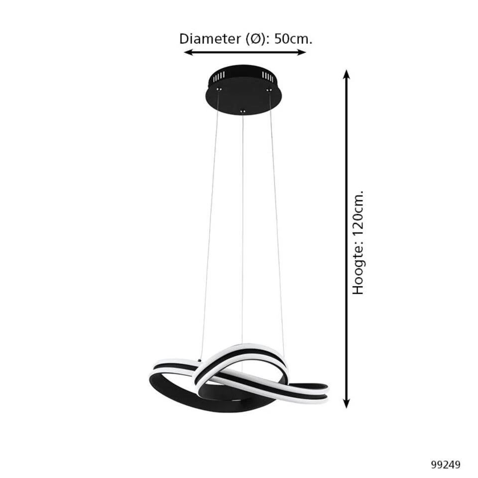 EGLO Corredera Hanglamp - LED - Ø 50 Cm - Zwart/Wit - Afbeelding 4