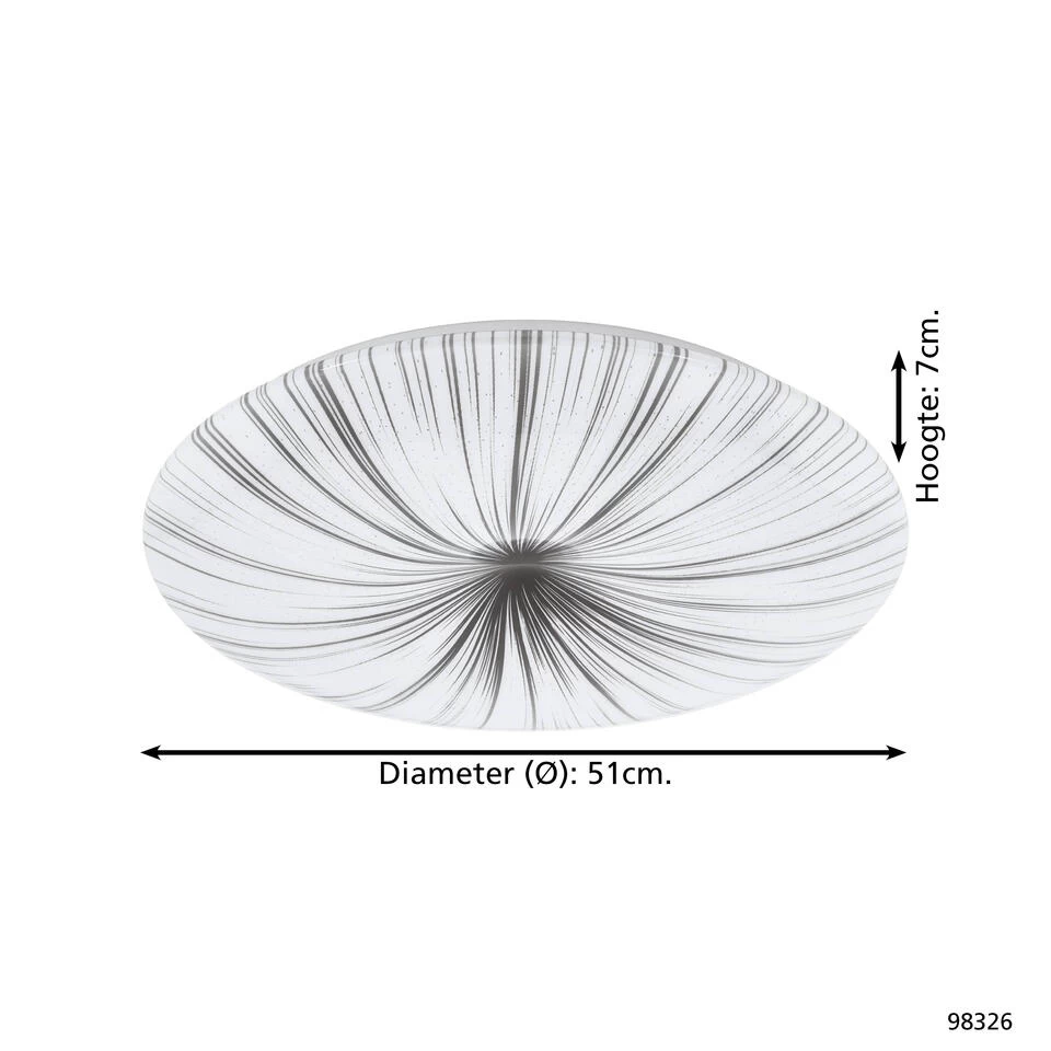 EGLO Nieves Wandlamp/Plafondlamp - LED - Ø 51 Cm - Wit/Zilver - Afbeelding 4