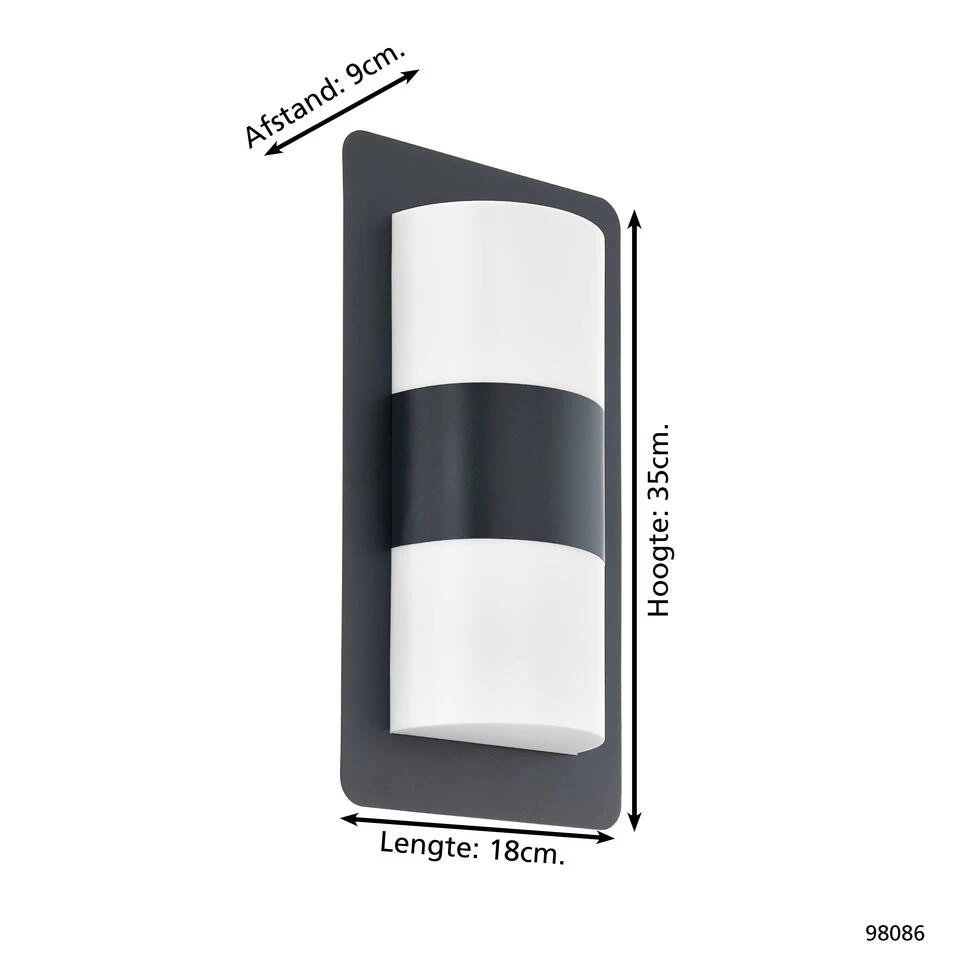 EGLO Cistierna Wandlamp Buiten - E27 - 35 Cm - Zwart/Goud/Wit - Afbeelding 4