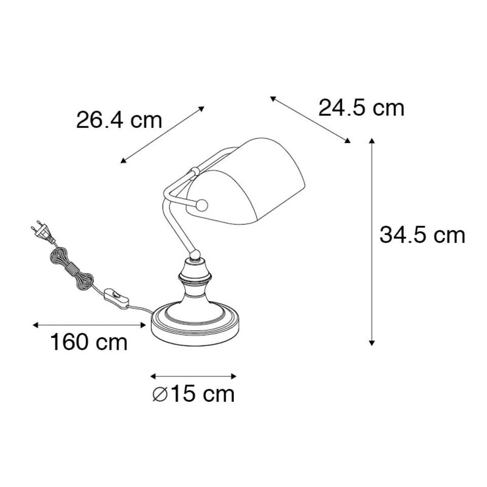QAZQA Klassieke Notarislamp Zwart Met Opaal Glas - Banker - Afbeelding 3