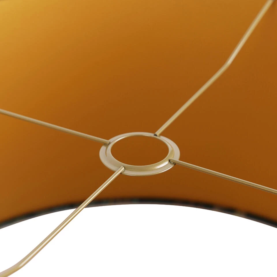 QAZQA Velours Lampenkap Pauw Groen 50/50/25 Gouden Binnenkant - Afbeelding 4