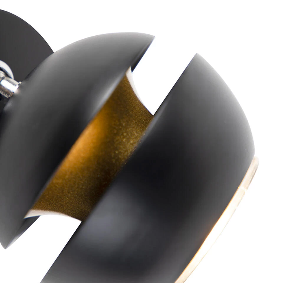 QAZQA Moderne Spot 1-lichts Zwart Met Gouden Binnenkant - Buell Deluxe - Afbeelding 4