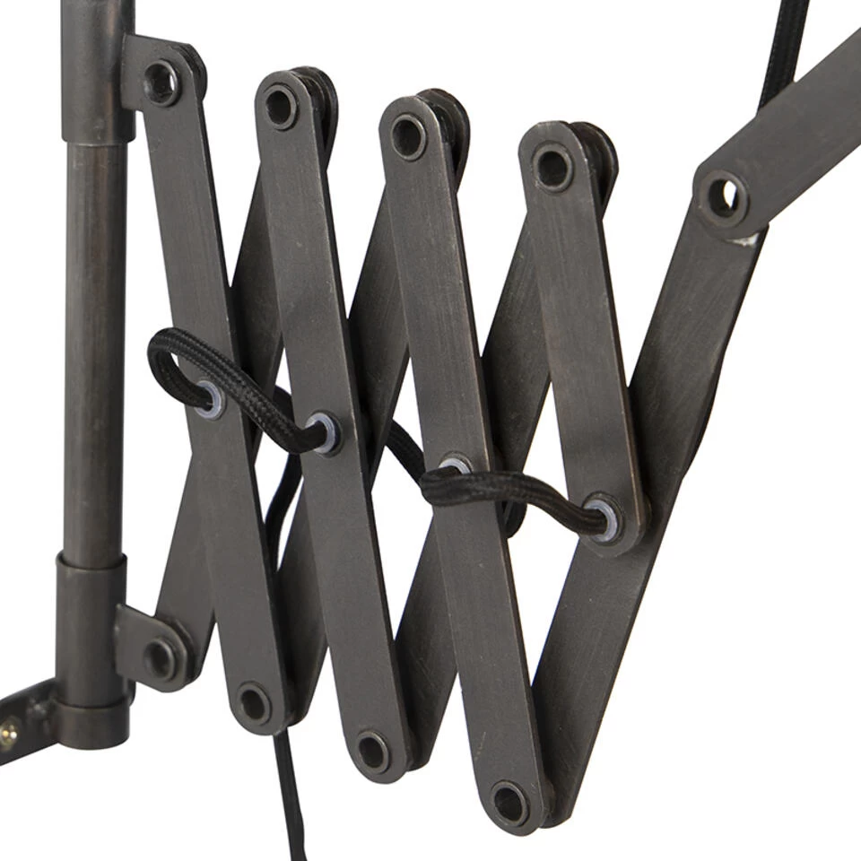 QAZQA Industriële Wandlamp Zwart Verstelbaar - Scissors Cage - Afbeelding 4