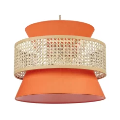 Beliani Hanglamp LUYANO - Natuurlijk Polyester, Katoen, Rotan