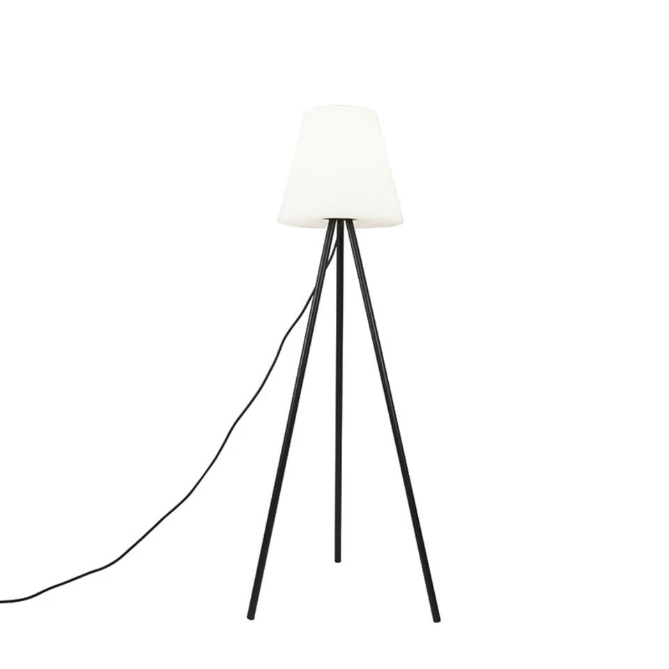 QAZQA Moderne Buitenlamp Zwart Met Witte Kap IP65 - Virginia