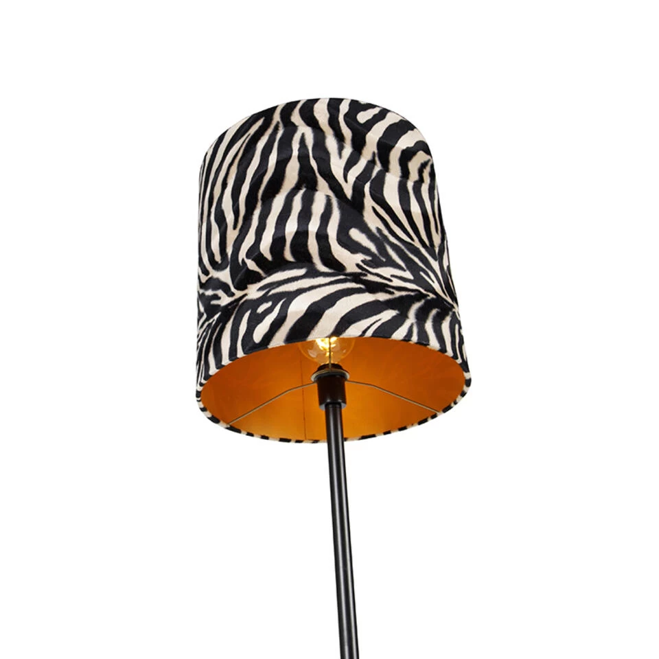 QAZQA Moderne Vloerlamp Zwart Stoffen Kap Zebra 40 Cm - Simplo - Afbeelding 4
