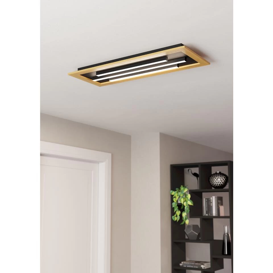 EGLO Tirrenara Plafondlamp - LED - 78 Cm - Zwart/Bruin/Wit - Dimbaar - Afbeelding 3