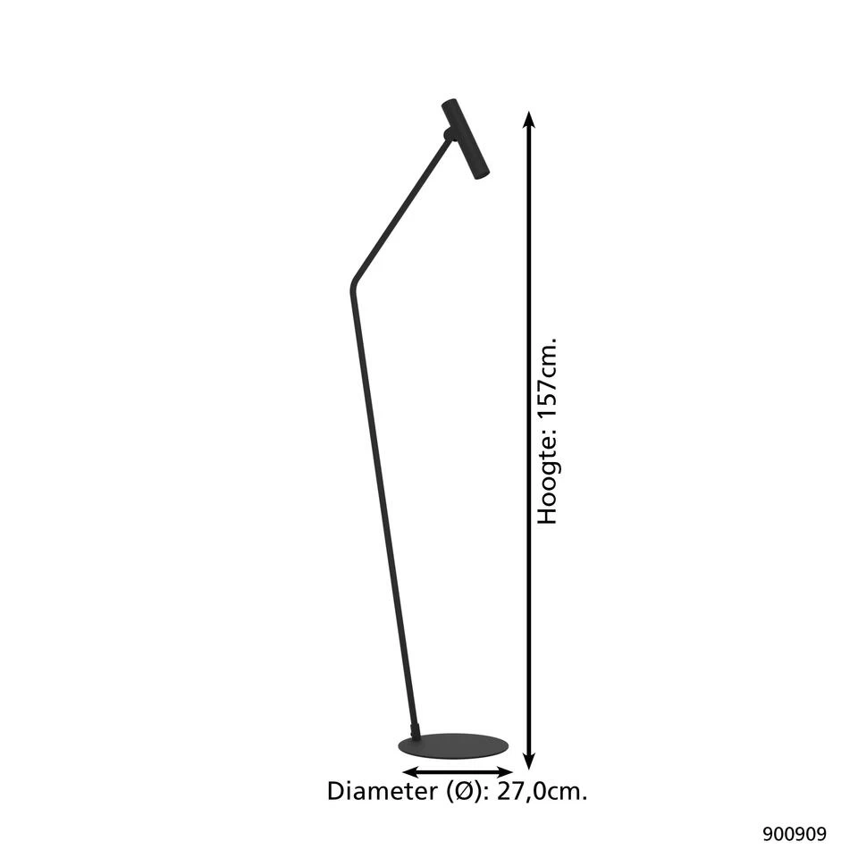 EGLO Almudaina Vloerlamp - LED - 157 Cm - Zwart - Staal - Afbeelding 4