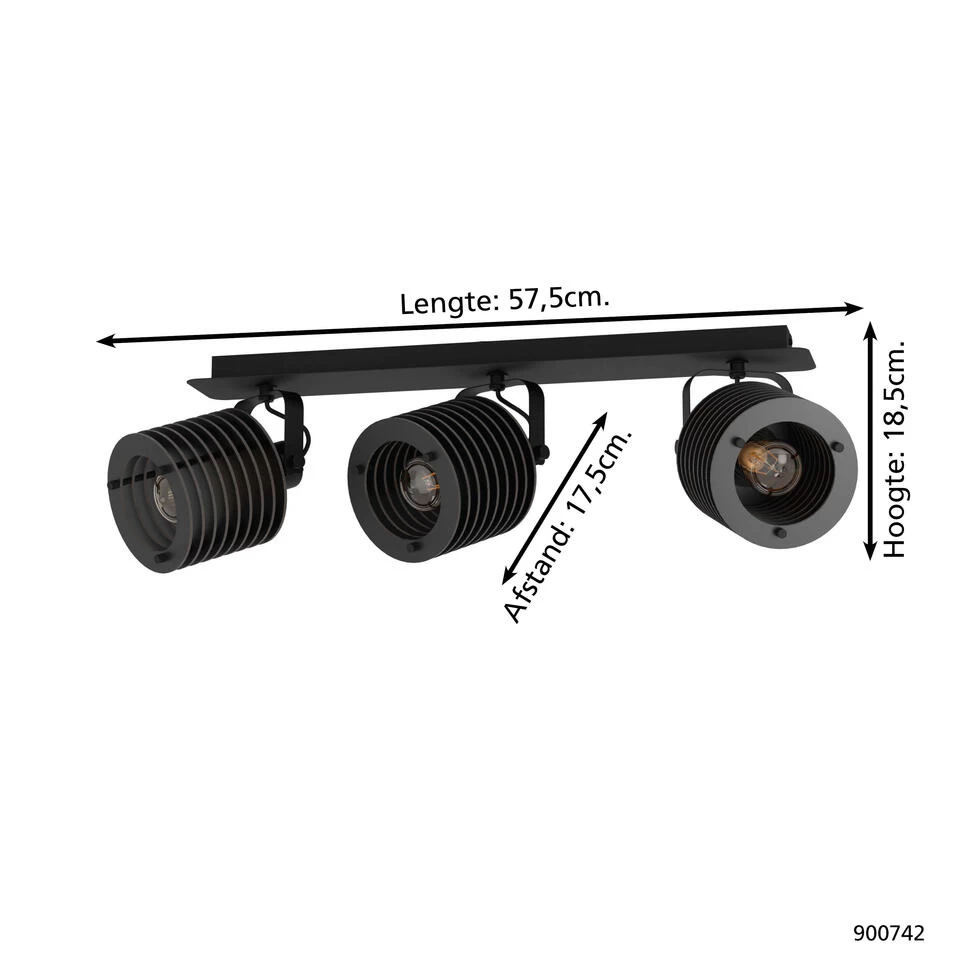 EGLO Segovia Spot - E27 - 57,5 Cm - Zwart - Staal/Hout - Afbeelding 4