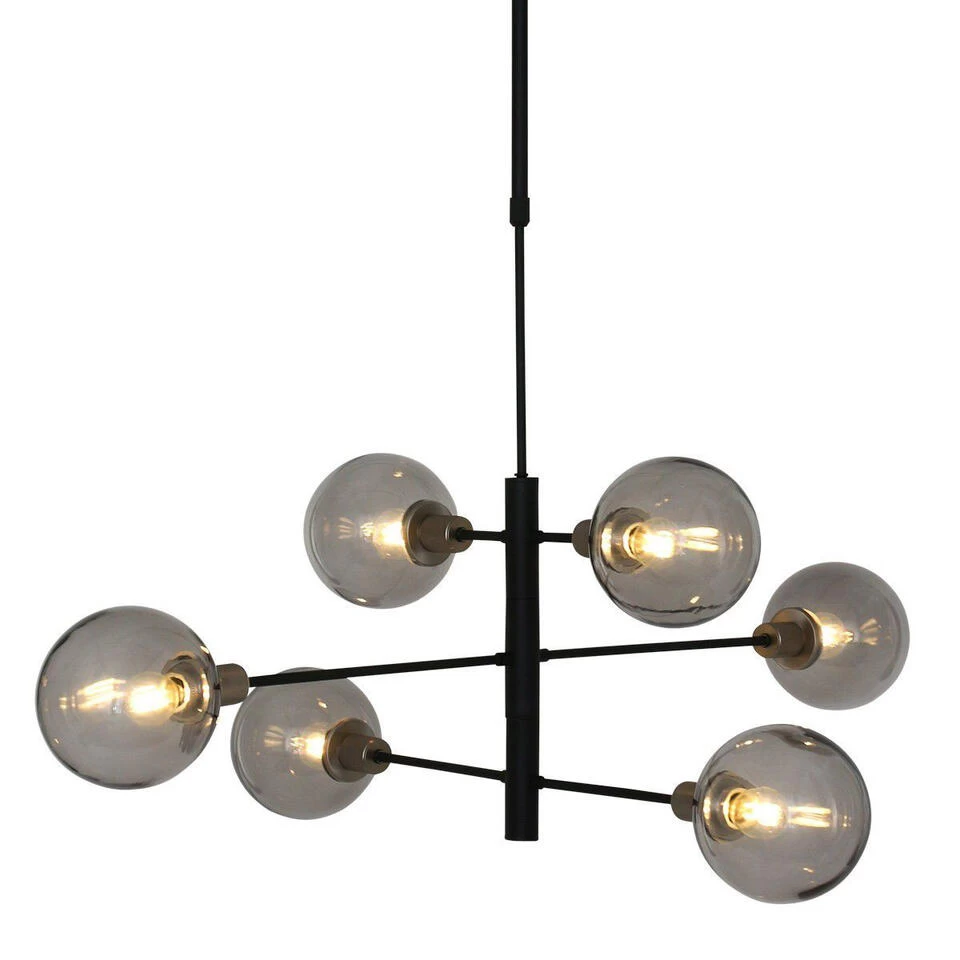 Steinhauer Hanglamp Constellation - 6 Lichts - Ø 105 Cm - Rook - Zwart