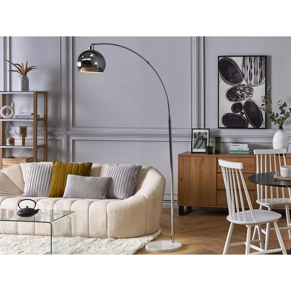 Beliani Staande Lamp PAROO - Zilver Metaal - Afbeelding 2